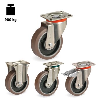 TR-58GH-P-PT-Ruote con supporti per carichi pesanti e supporti con piste temprate